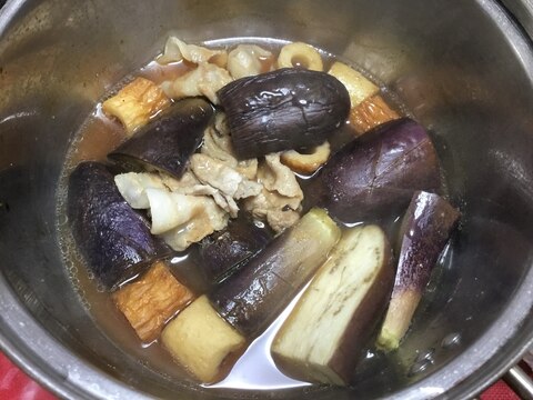 おつまみにナスとちくわと豚肉の煮浸し